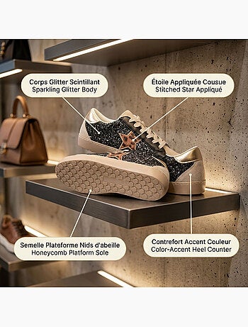 OZABI Sneakers Étoile Femme Glitter Plateforme MMXXIV