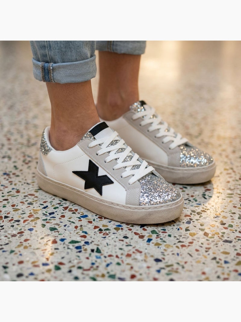 OZABI Sneakers Glitter Étoile Femme Plateforme Argent Or Argent - Kiabi