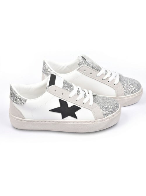 OZABI Sneakers Glitter Étoile Femme Plateforme Argent Or - Kiabi OZABI Sneakers Glitter Étoile Femme Plateforme Argent Or - Kiabi