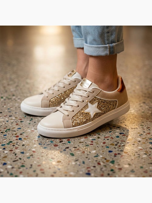 OZABI Sneakers Glitter Étoile Femme Plateforme Argent Or - Kiabi OZABI Sneakers Glitter Étoile Femme Plateforme Argent Or - Kiabi