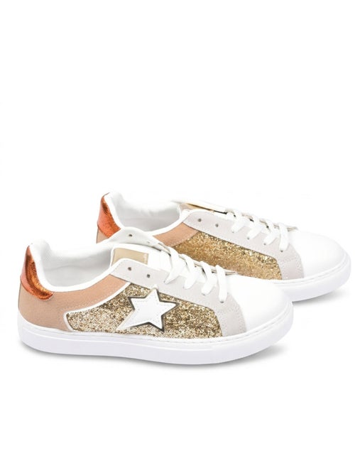 OZABI Sneakers Glitter Étoile Femme Plateforme Argent Or - Kiabi OZABI Sneakers Glitter Étoile Femme Plateforme Argent Or - Kiabi