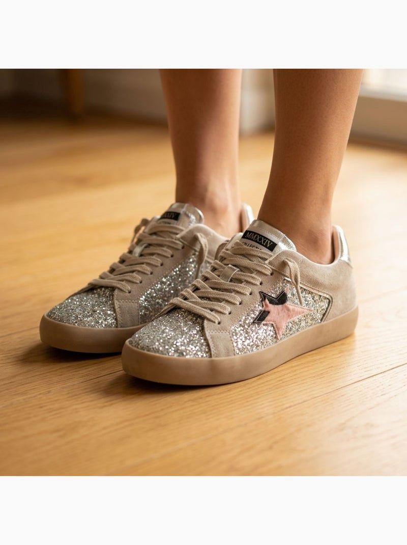 OZABI Sneakers Glitter Femme Étoile Plateforme MMXXIV Argent - Kiabi