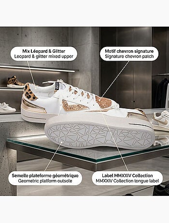 OZABI Sneakers Léopard Glitter Femme Plateforme MMXXIV
