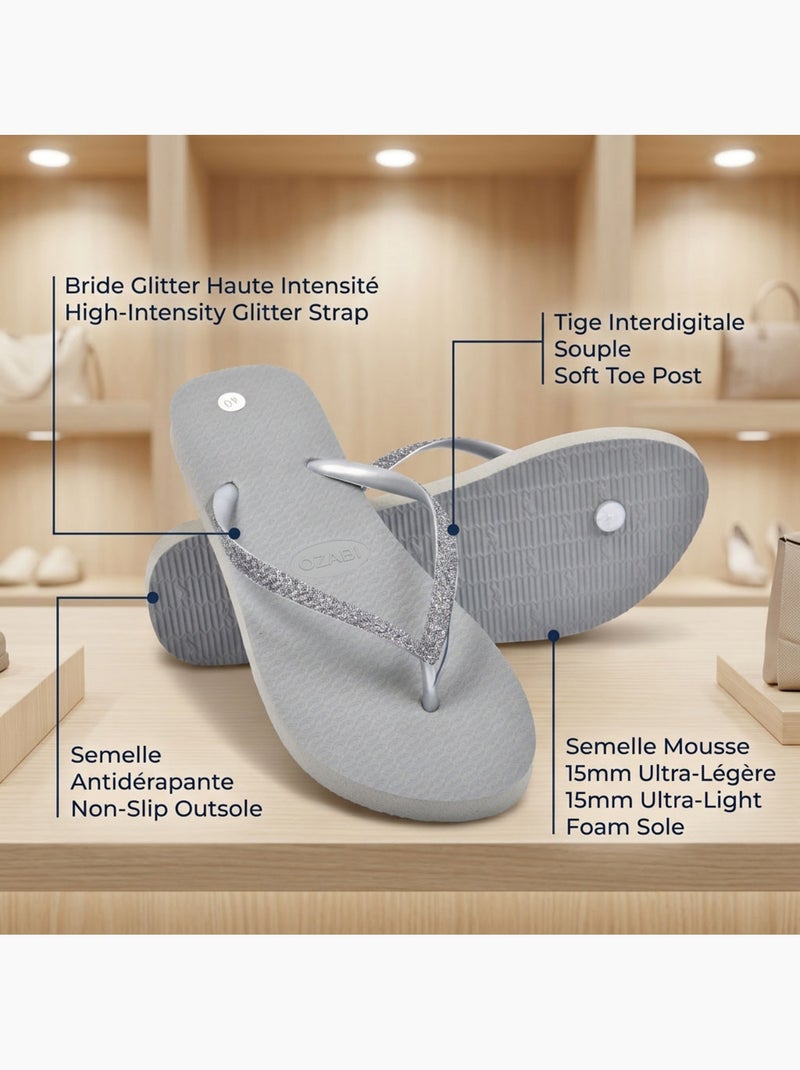 OZABI Tong Glitter Interdigitale 7 Coloris Gris - Kiabi