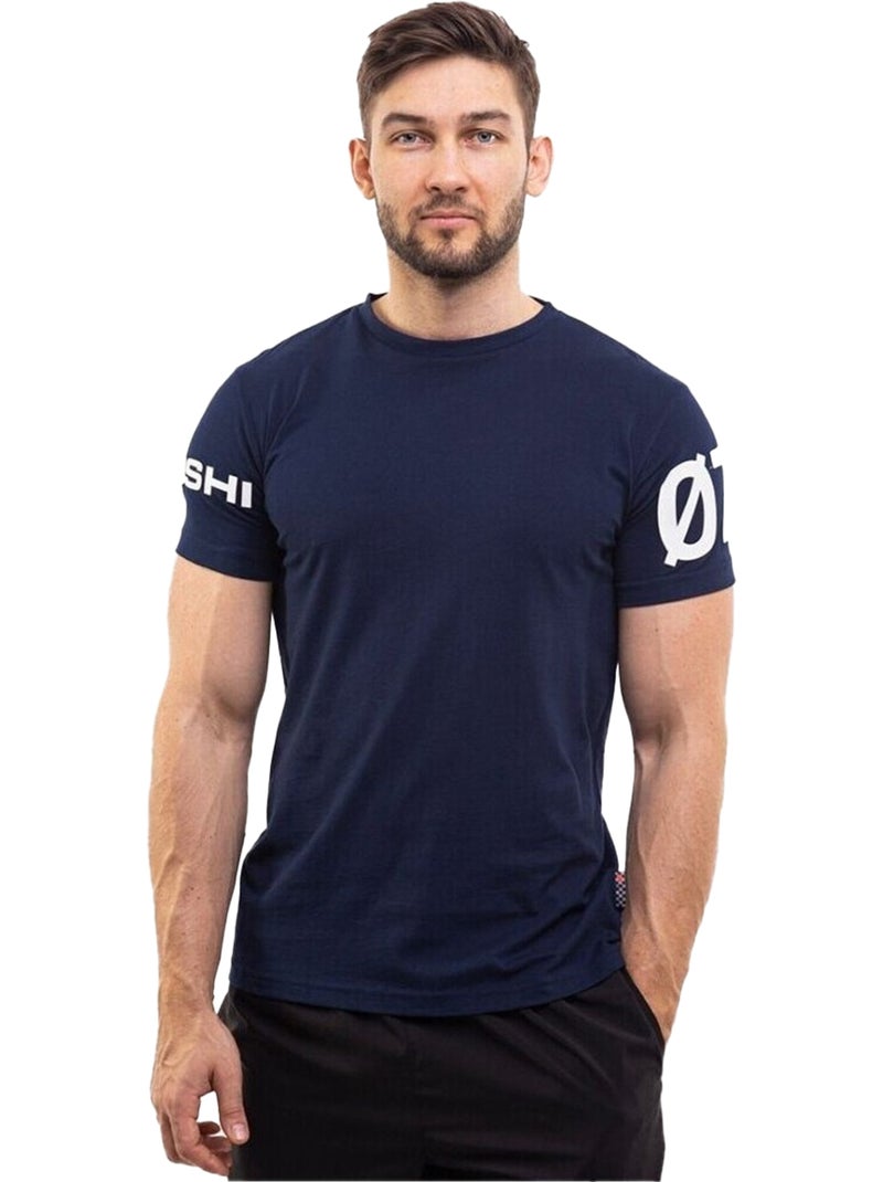 Ozoshi - T-shirt motif/style imprimé sur manche Bleu marine - Kiabi