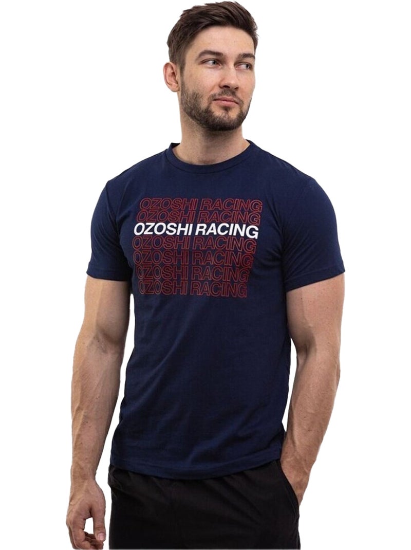 Ozoshi - T-shirt motif/style Logo répété Bleu marine - Kiabi