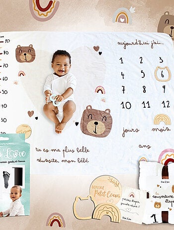 Pack - Couverture Étape + Kit Empreintes pour mains et pieds de bébé