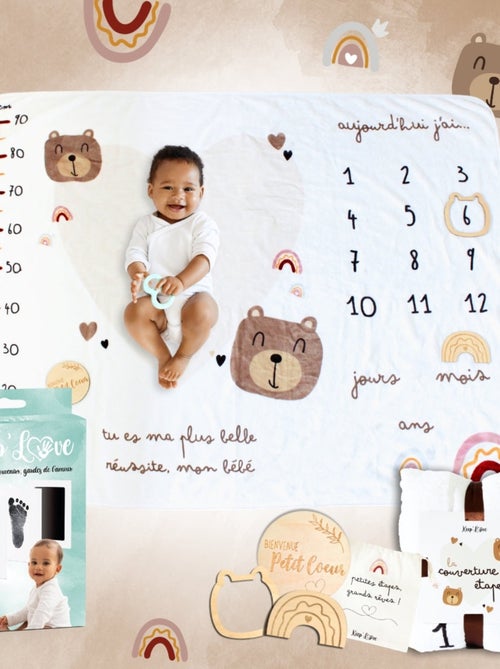 Pack - Couverture Étape + Kit Empreintes pour mains et pieds de bébé - Kiabi