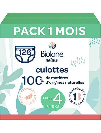 Pack 1 mois couches-culottes taille 4 (8 à 15 kg) - 126 couches biolane