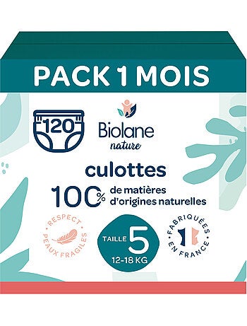 Pack 1 mois couches-culottes taille 5 (12 à 18 kg) - 120 couches biolane