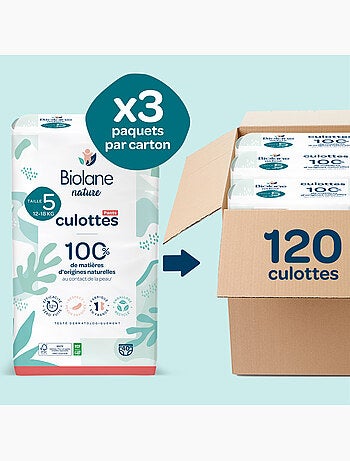 Pack 1 mois couches-culottes taille 5 (12 à 18 kg) - 120 couches biolane