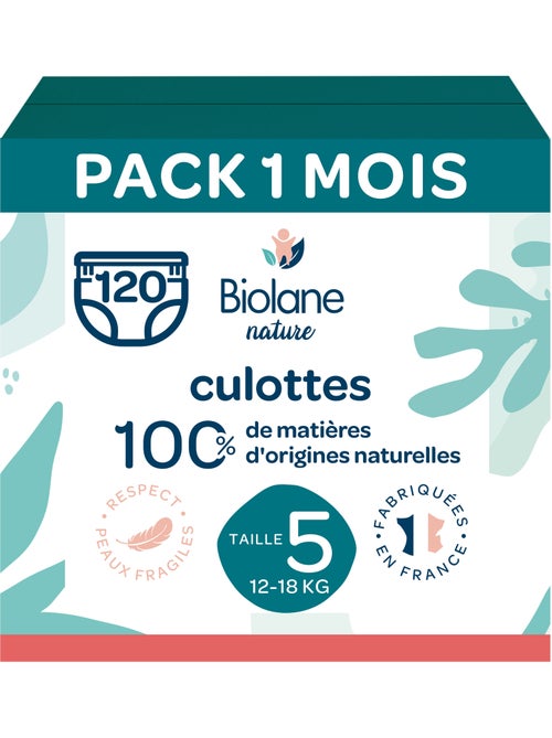 Pack 1 mois couches-culottes taille 5 (12 à 18 kg) - 120 couches biolane - Kiabi Pack 1 mois couches-culottes taille 5 (12 à 18 kg) - 120 couches biolane - Kiabi