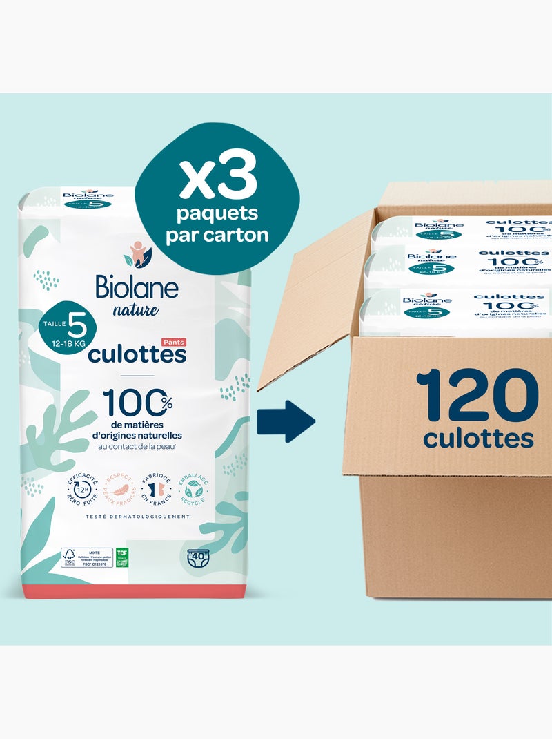 Pack 1 mois couches-culottes taille 5 (12 à 18 kg) - 120 couches biolane N/A - Kiabi