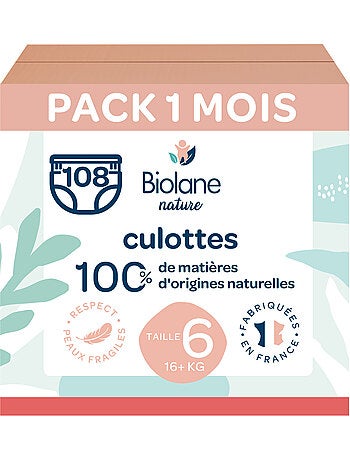Pack 1 mois couches-culottes taille 6 (16+ kg) - 108 couches biolane