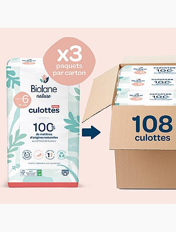 Pack 1 mois couches-culottes taille 6 (16+ kg) - 108 couches biolane