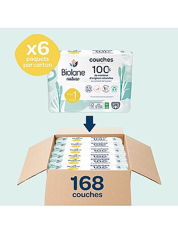 Pack 1 mois couches Taille 1 (2 à 5 kg) - 168 couches