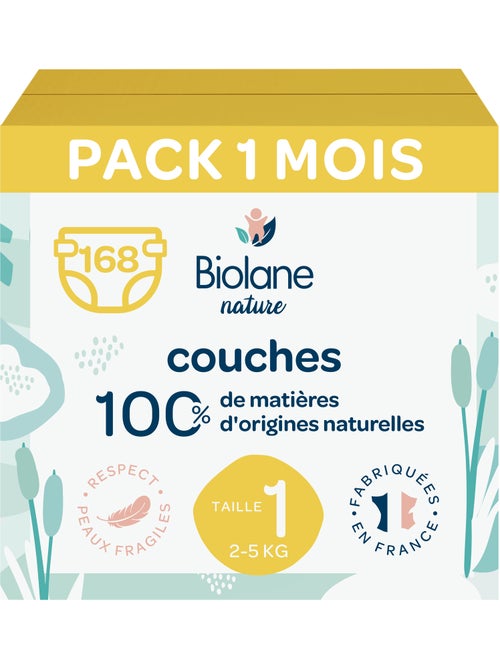 Pack 1 mois couches Taille 1 (2 à 5 kg) - 168 couches - Kiabi