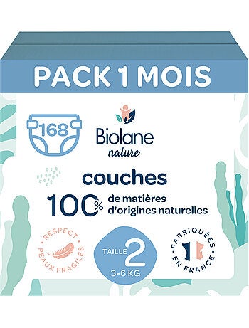 Pack 1 mois couches taille 2 (3 à 6 kg) - 168 couches biolane