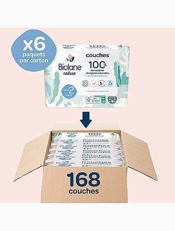 Pack 1 mois couches taille 2 (3 à 6 kg) - 168 couches biolane