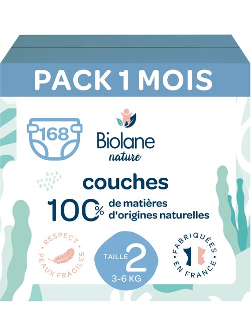 Pack 1 mois couches taille 2 (3 à 6 kg) - 168 couches biolane - Kiabi Pack 1 mois couches taille 2 (3 à 6 kg) - 168 couches biolane - Kiabi