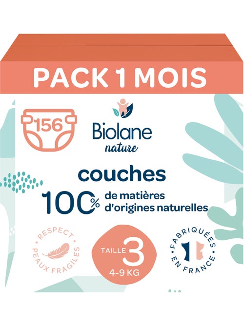 Pack 1 mois couches taille 3 (4 à 9 kg) - 156 couches biolane - Kiabi Pack 1 mois couches taille 3 (4 à 9 kg) - 156 couches biolane - Kiabi
