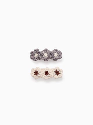Pack 2 Barrettes à Cheveux avec Fleurs au Crochet