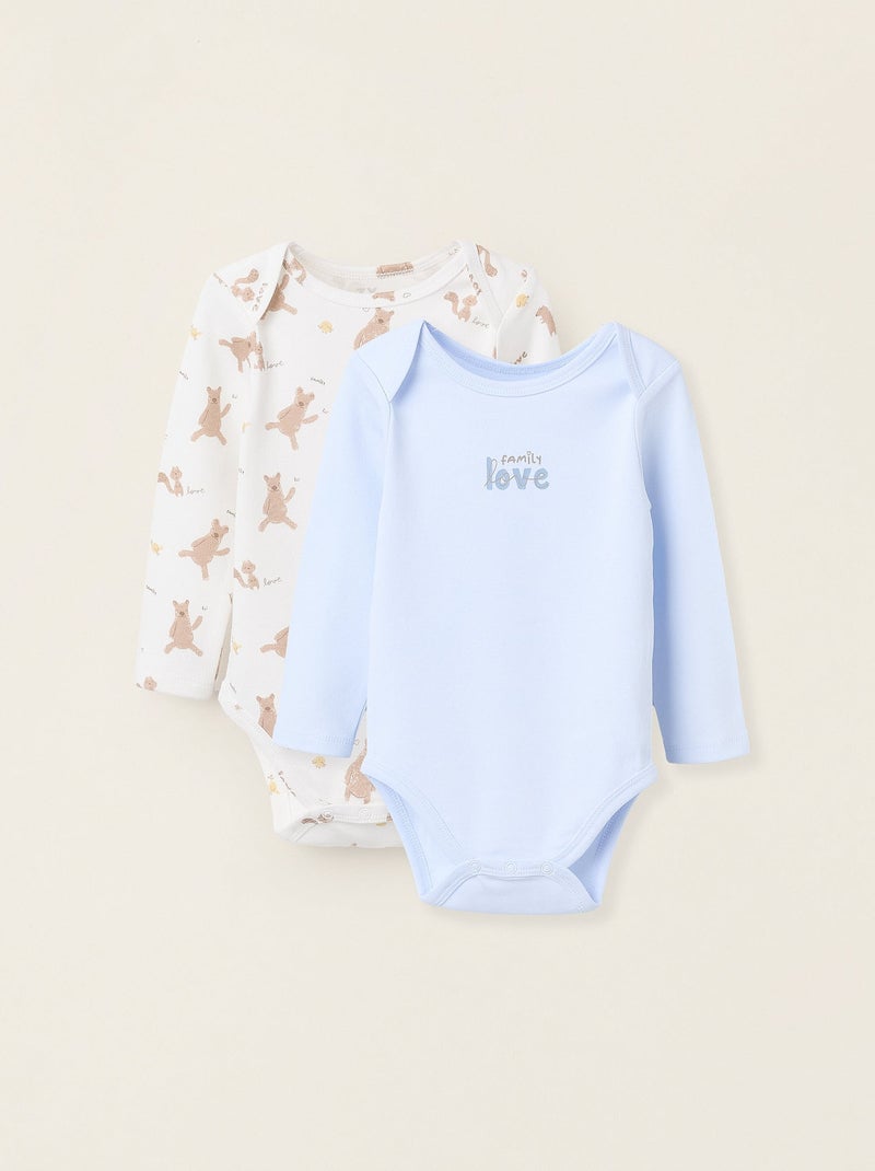 Pack 2 Bodies de Coton Blanc Bleu - Kiabi