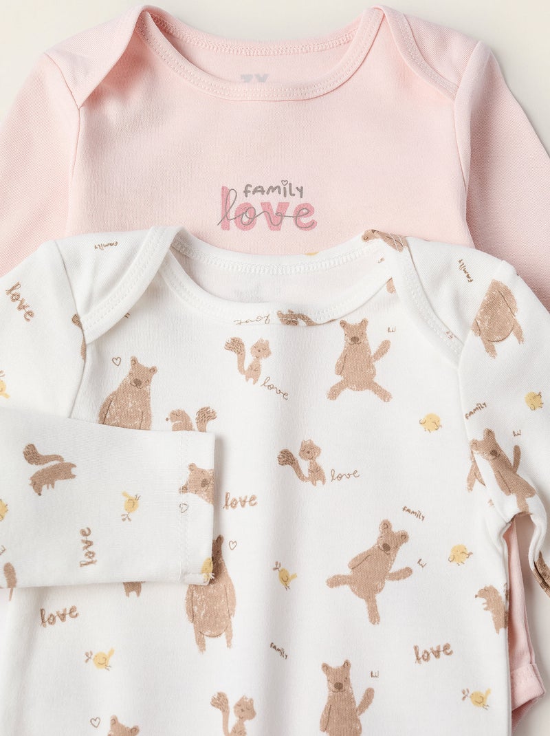 Pack 2 Bodies de Coton Blanc Rose - Kiabi