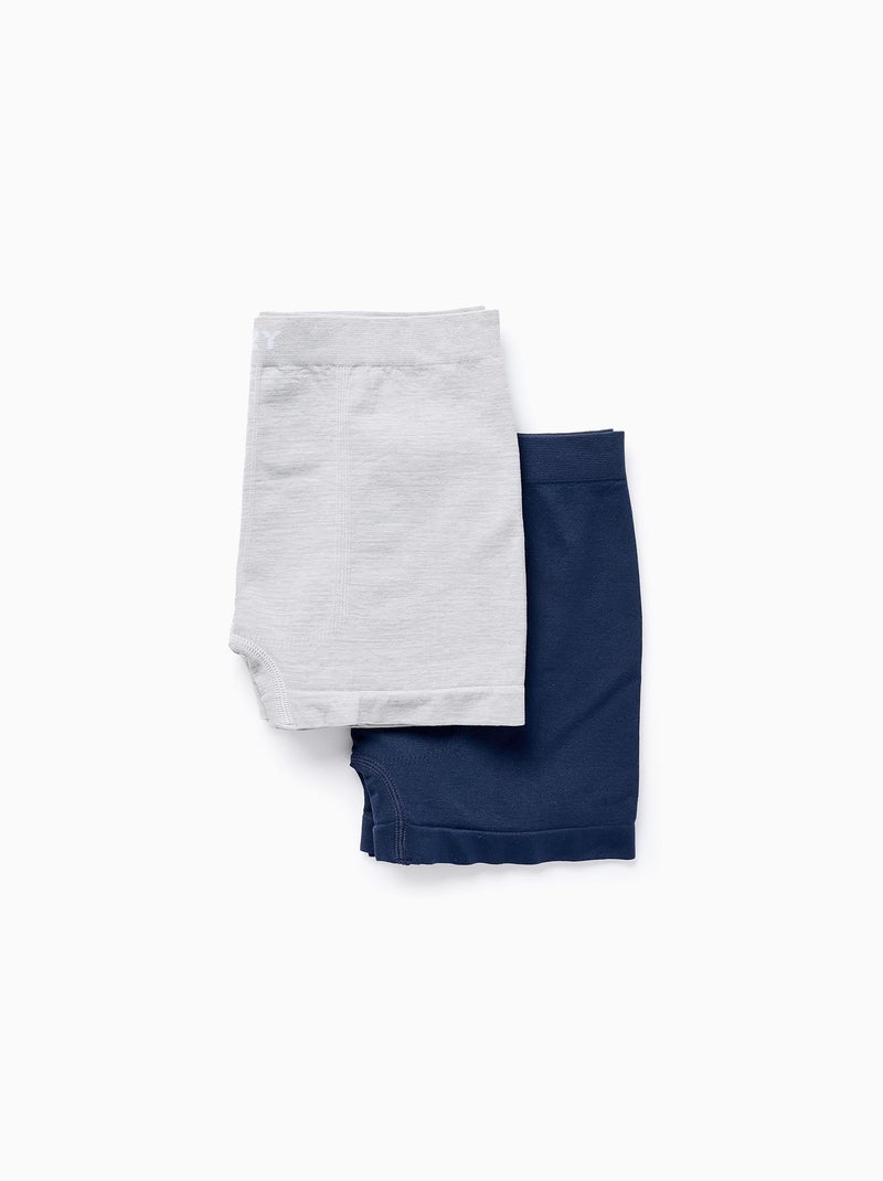 Pack 2 Boxers Unis en Microfibre Multicolore - Kiabi