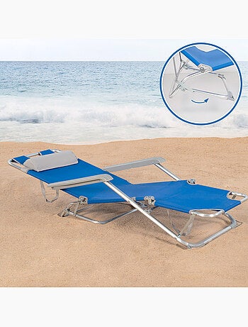 Pack 2 chaises longues pliantes 3 positions avec coussin aktive