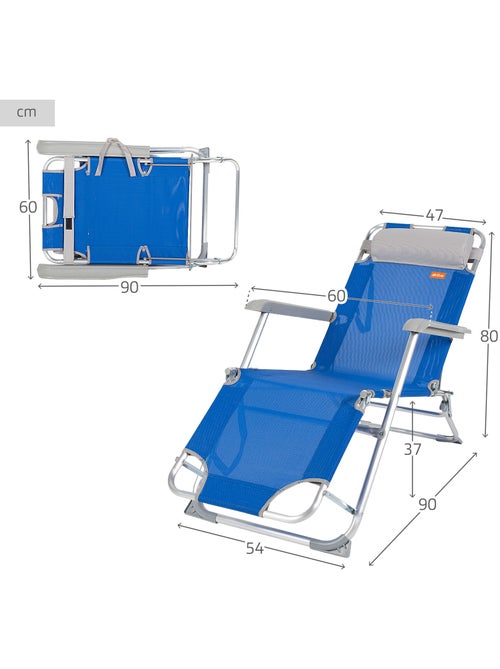 Pack 2 chaises longues pliantes 3 positions avec coussin aktive - Kiabi
