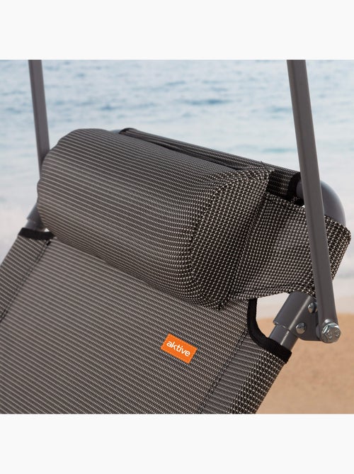 Pack 2 chaises longues pliantes avec parasol et coussin aktive - Kiabi