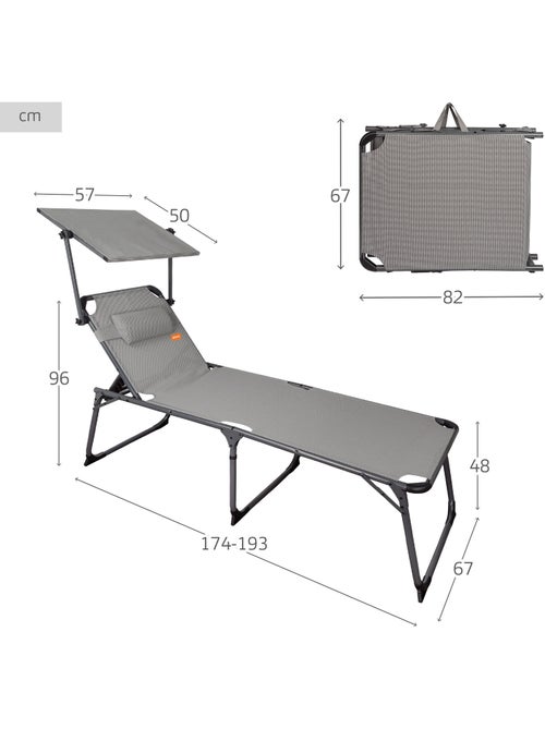 Pack 2 chaises longues pliantes hauteur xl avec parasol et coussin aktive - Kiabi