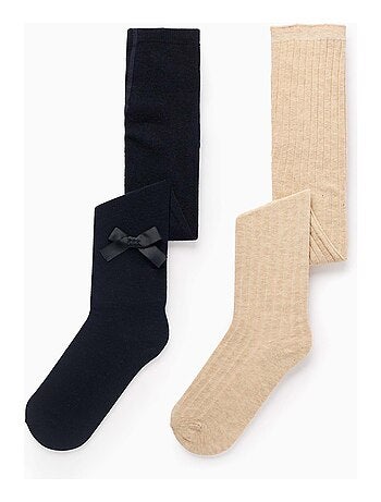 Pack 2 Collants Côtelé/Avec Noeud
