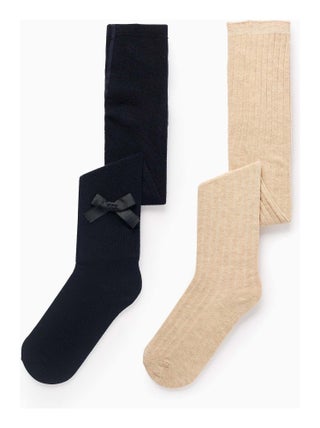 Pack 2 Collants Côtelé/Avec Noeud