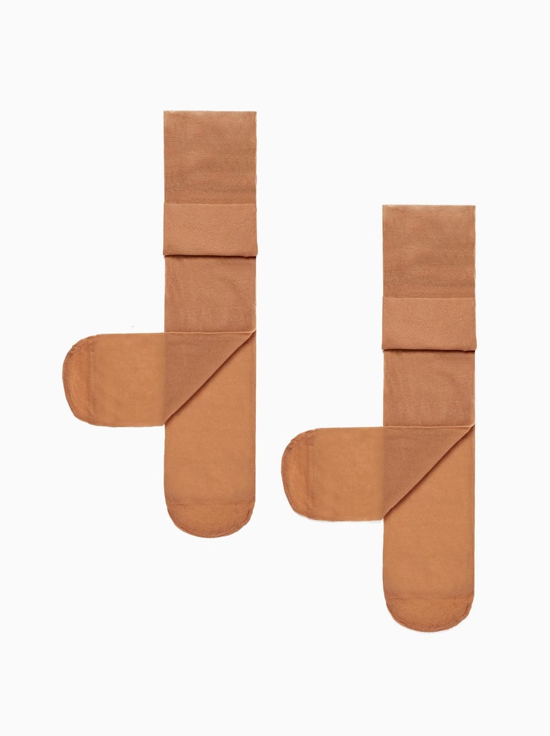 Pack 2 Collants en Microfibre Beige clair - Kiabi