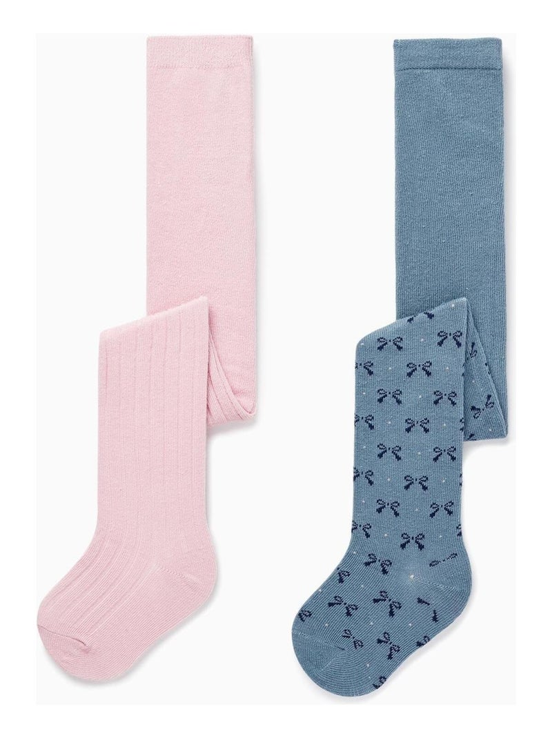 Pack 2 Collants en Tricot pour Bébé Fille 'Lacinhos'   ACE CLUBS Multicolore - Kiabi
