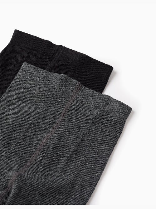 Pack 2 Collants Uni/Rhombes - Kiabi