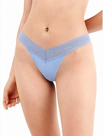 Pack 2 Culottes Brésiliennes avec Dentelle en Bleu Ciel et Noir