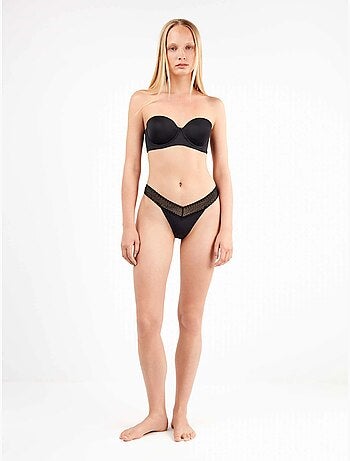 Pack 2 Culottes Brésiliennes avec Dentelle en Bleu Ciel et Noir