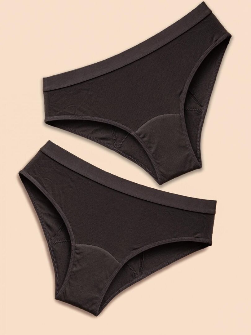 Pack 2 Culottes menstruelles flux abondants coton, Boston Noir Noir - Kiabi