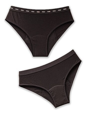 Pack 2 Culottes menstruelles flux abondants coton, Logos FreeU