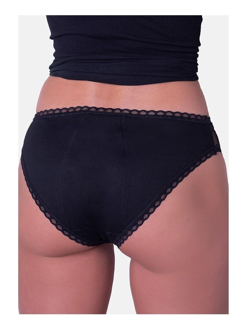Pack 2 Culottes menstruelles flux abondants coton, Sunny Noir Noir - Kiabi