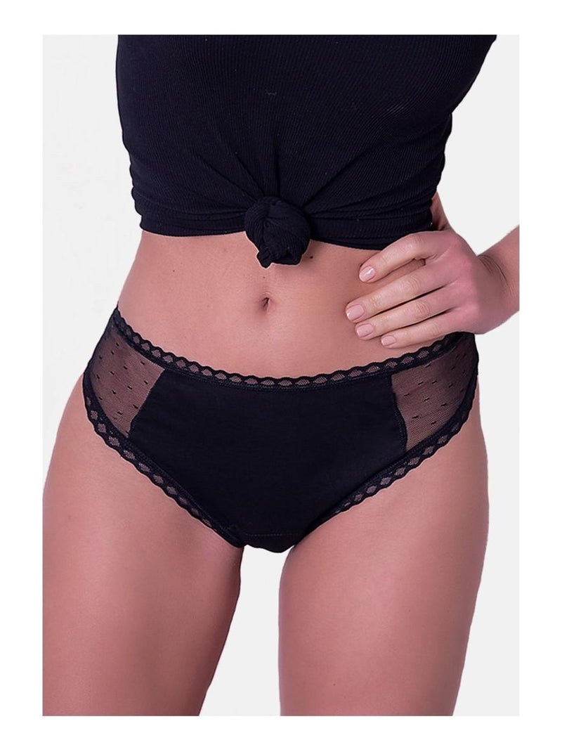Pack 2 Culottes menstruelles flux abondants coton, Sunny Noir Noir - Kiabi