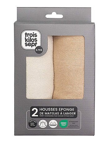 Pack 2 housses de matelas à langer pour bébé