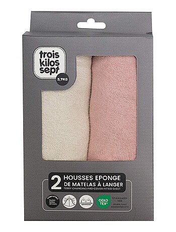 Pack 2 housses de matelas à langer pour bébé