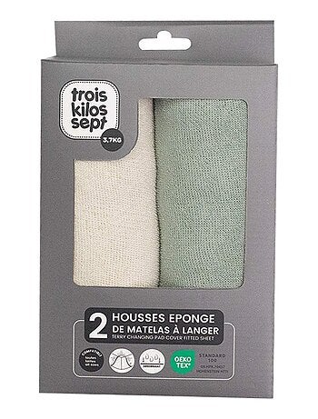 Pack 2 housses de matelas à langer pour bébé