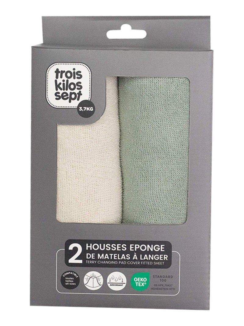 Pack 2 housses de matelas à langer pour bébé Vert - Kiabi