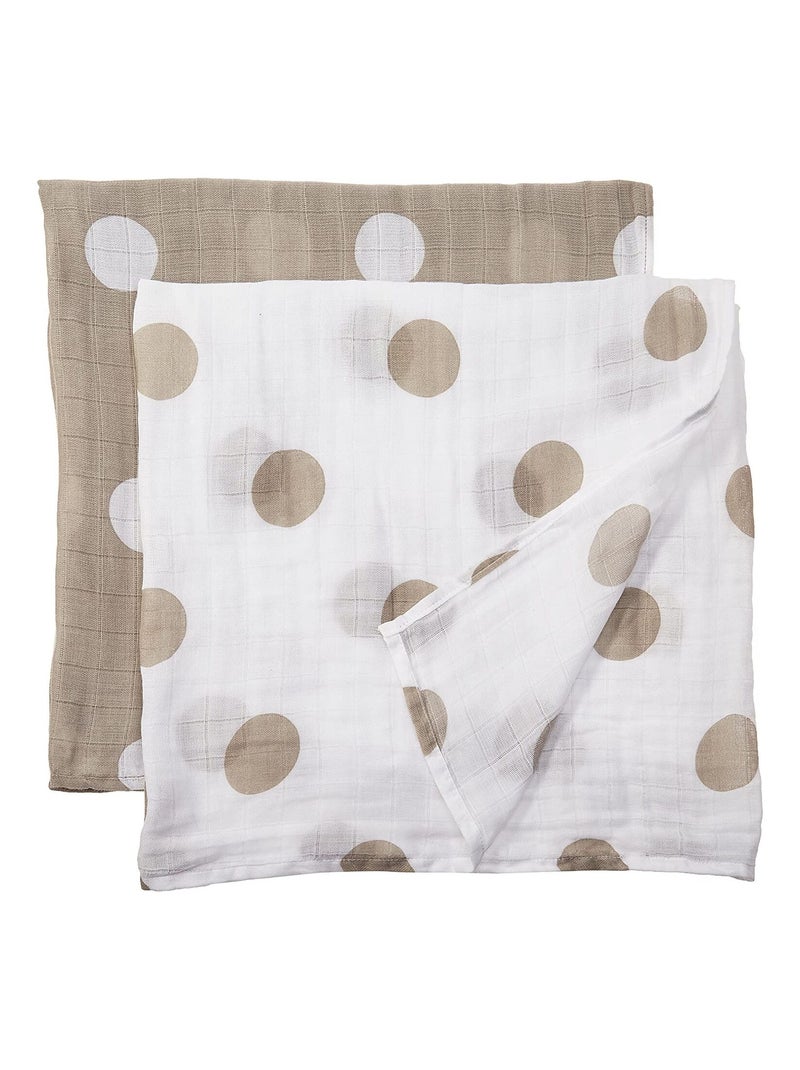 Pack 2 langes - Pois taupes Blanc - Kiabi