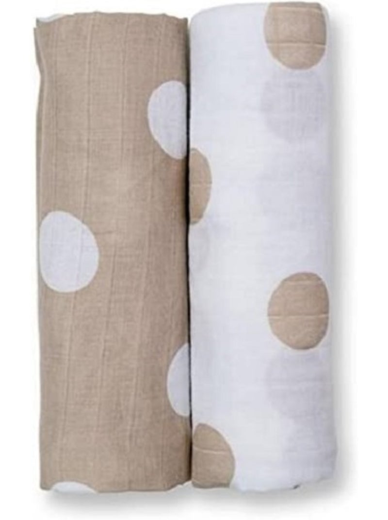 Pack 2 langes - pois taupes Blanc - Kiabi